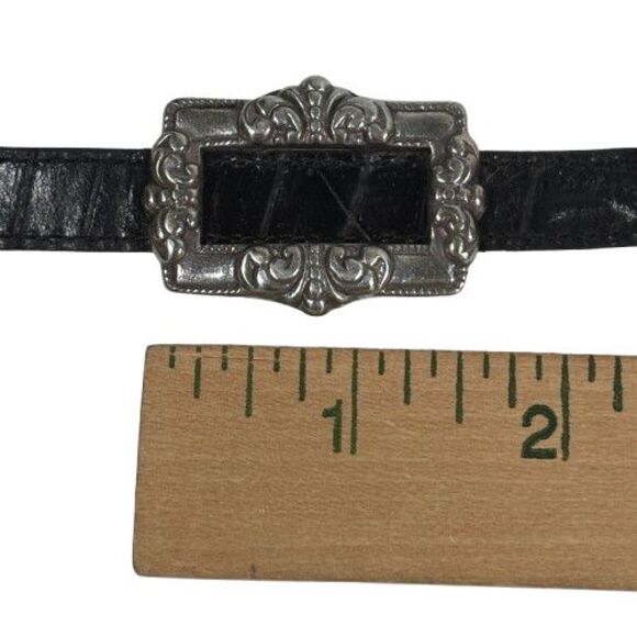 Brighton Concho Belt Women's Black Leather Silver Medallion Vintage 1993 Western - Picture 6 of 14
